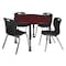 Regency Tables > Height Adjustable > Round Mobile Table & Chair Sets, 48 W, 48 L, 23-34 H, Mahogany TB48RNDMHAPCBK40BK - alternate 1